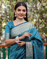 Sky Blue Woven Patola Silk Saree